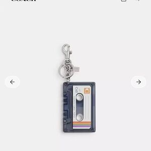 Coach Retro Cassette Keychain in Smoke with Rainbow Stripe
